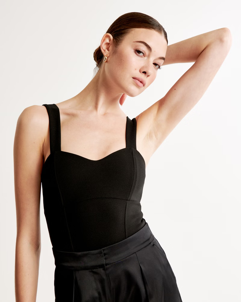 Crepe Sweetheart Bodysuit | Abercrombie & Fitch (US)