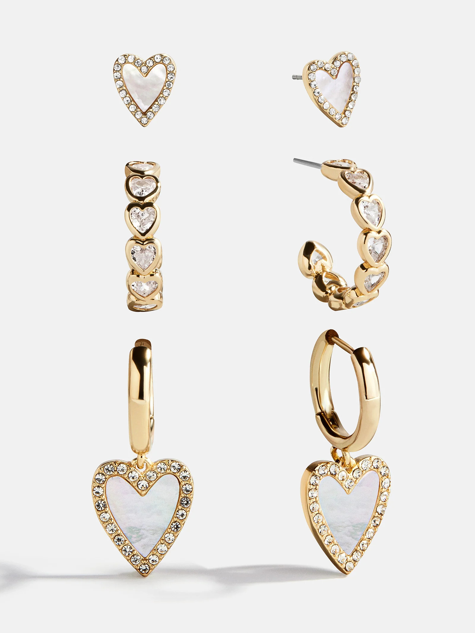 Love Story Heart Earring Set - Gold/Pearl | BaubleBar