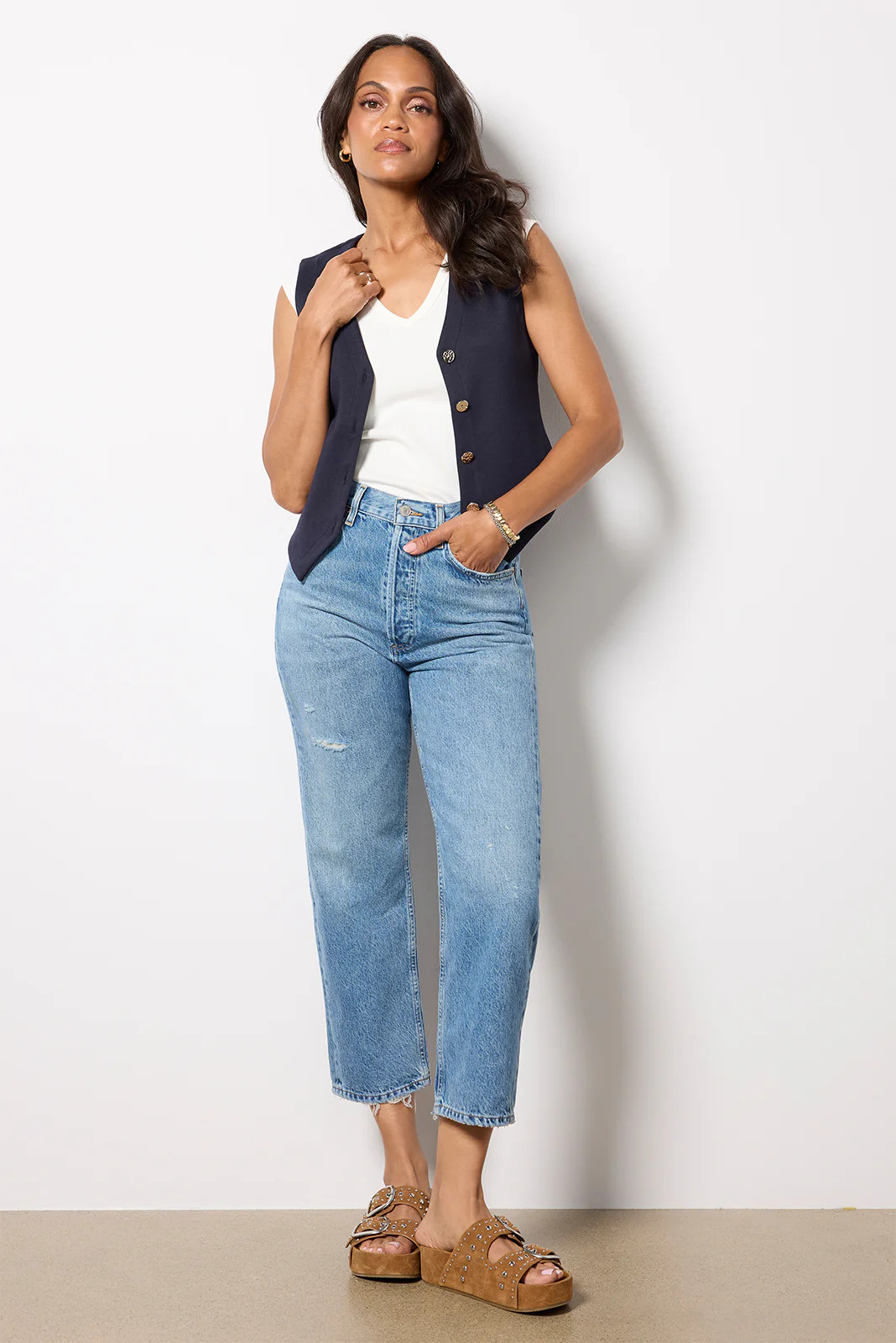 AGOLDE Women's 90s Crop Jeans, Size 27, Blue | Evereve