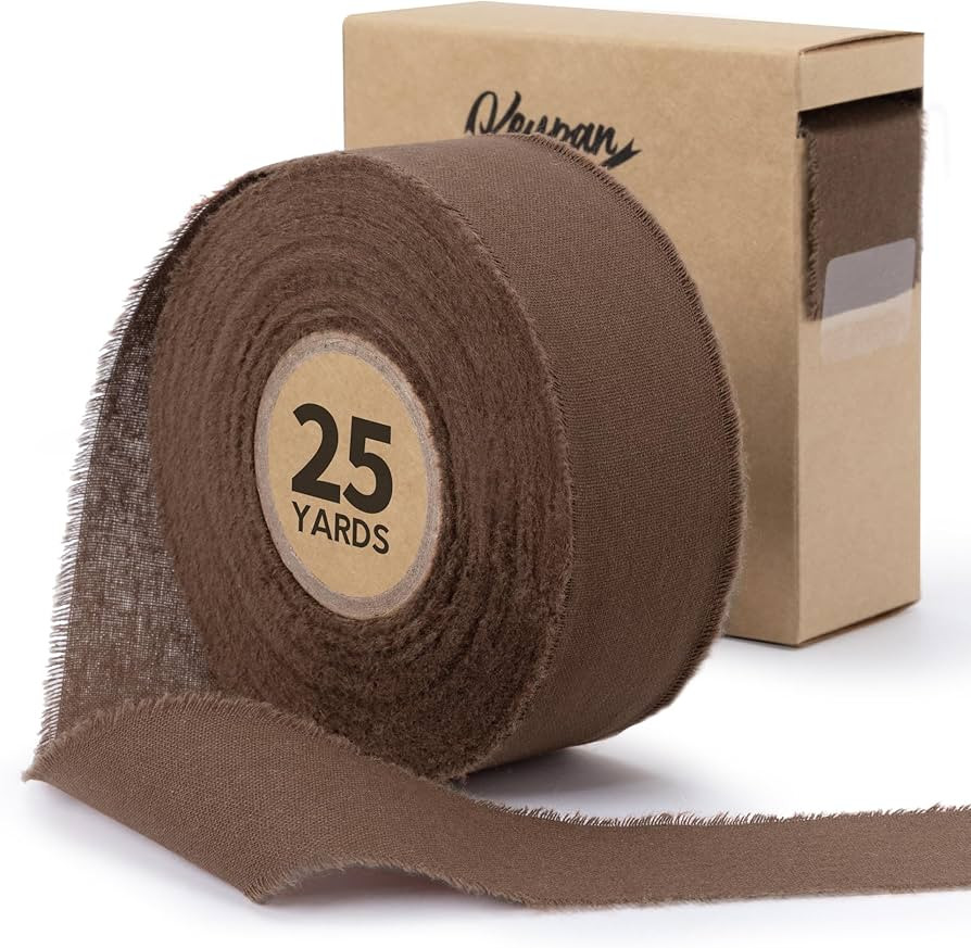 Brown Ribbon 1-1/2 Inch Handmade Cotton Frayed Fringe Fabric Ribbons for Baby Shower Crafts Flowe... | Amazon (US)