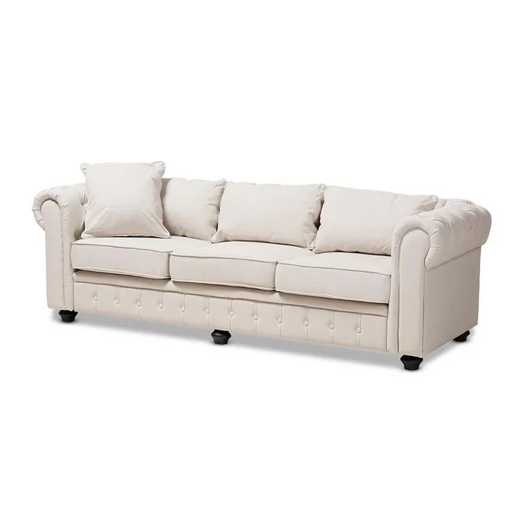 Baxton Studio Alaise Modern Classic Linen Tufted Scroll Arm Chesterfield Sofa, Multiple Colors | Walmart (US)