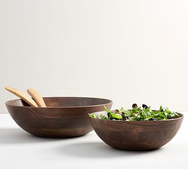 Chateau Handcrafted Acacia Wood Salad Bowls | Pottery Barn (US)