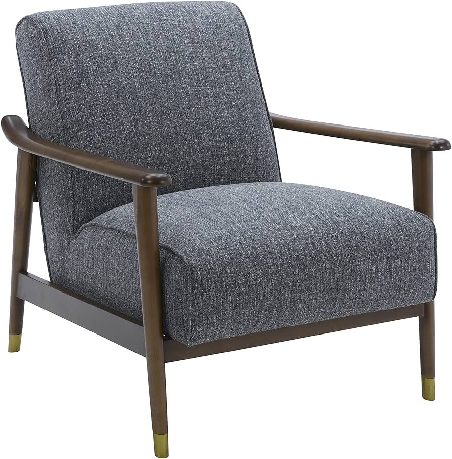 Amazon Brand – Rivet Mid-Century Modern Wood Arm Accent Chair, 29.1"W, Dark Gray | Amazon (US)