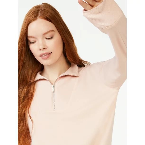 Free Assembly Women's Half Zip Sweatshirt with Collar | Walmart (US)