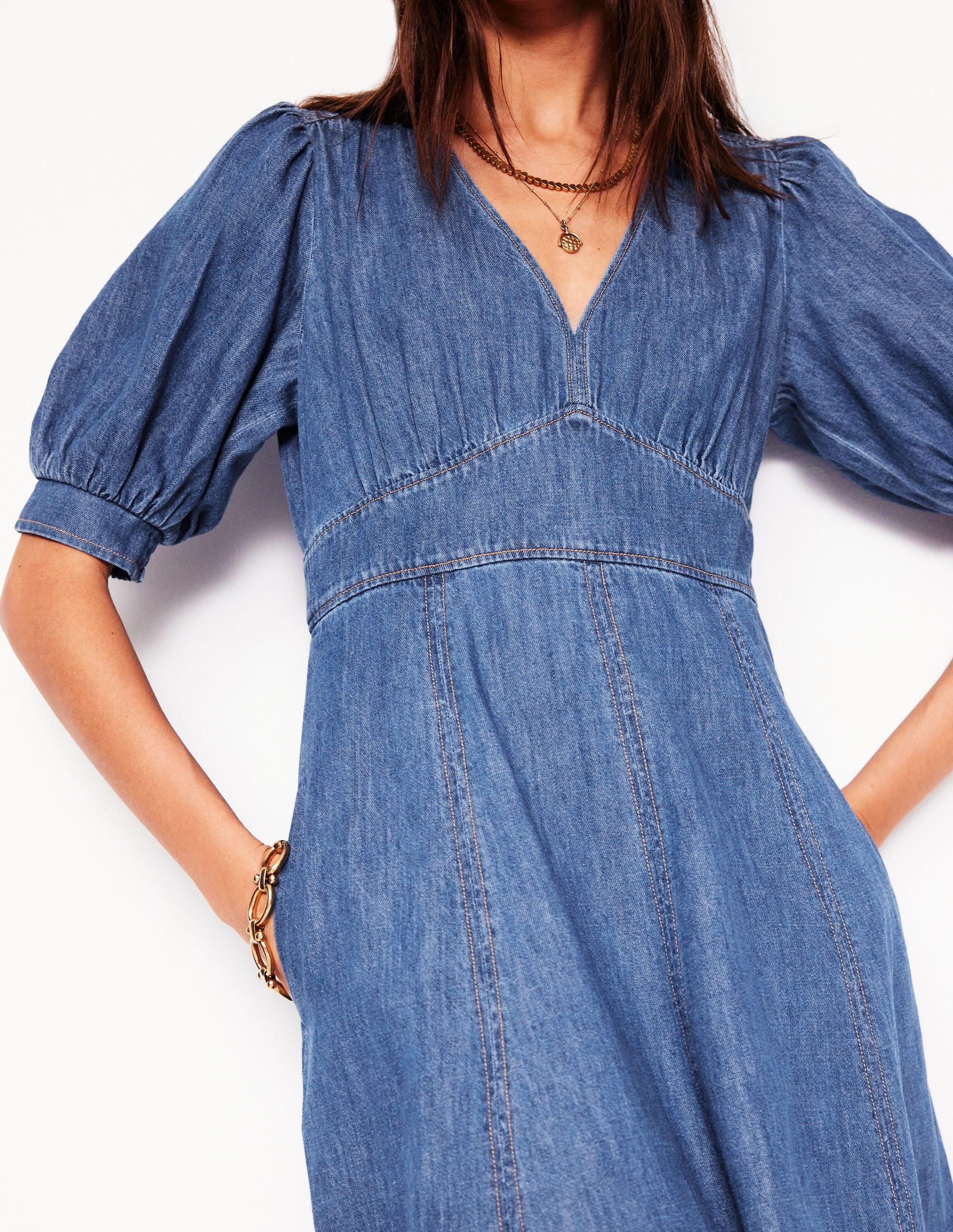 Adelaide Zip Denim Midi Dress-Mid Vintage Denim | Boden (US)