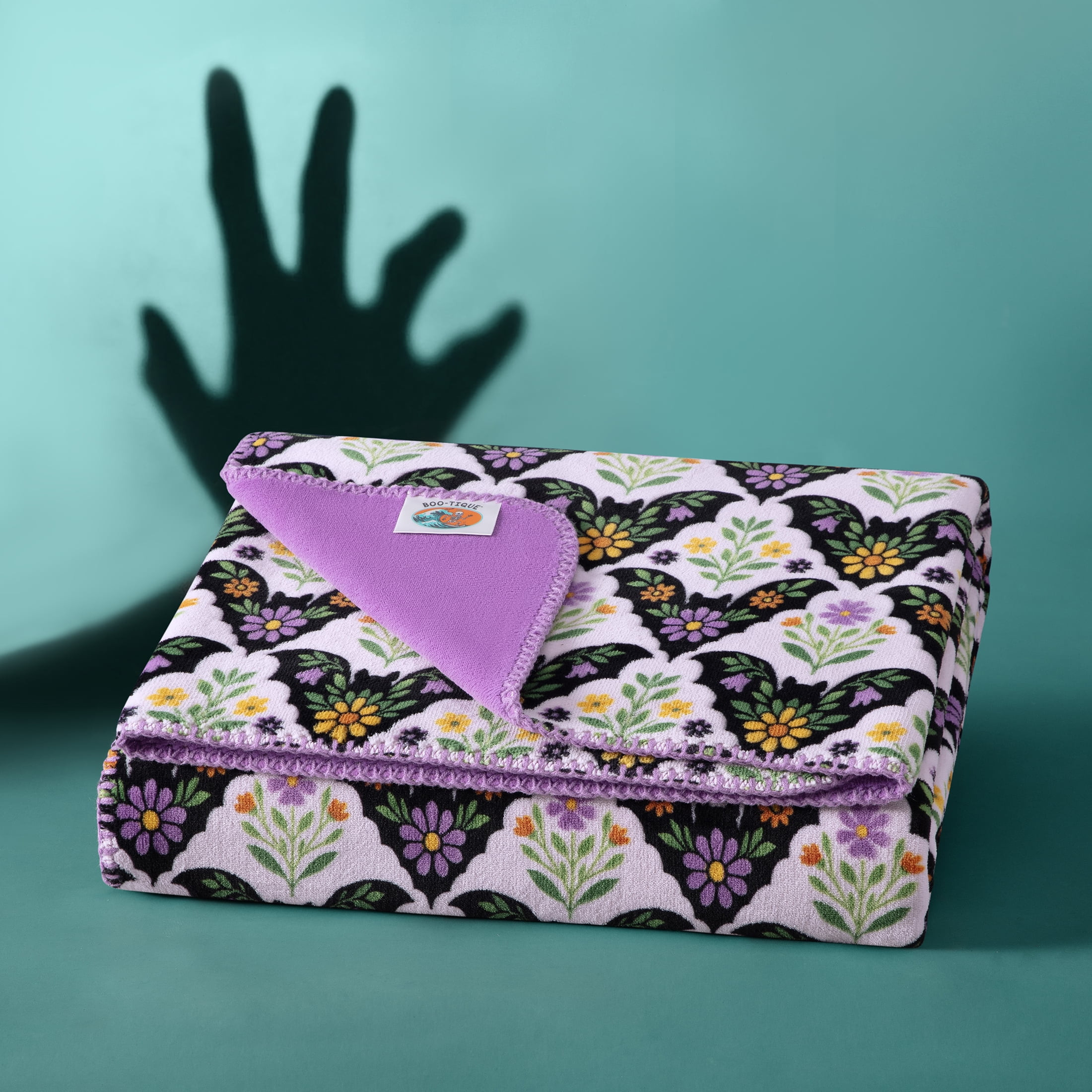 Boo-tique Bat Floral Damask Oversize Coco Plush Throw Blanket, Oversize Throw - Walmart.com | Walmart (US)