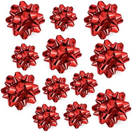 WRAPAHOLIC Metallic Christmas Red Gift Bow Assortment (12 Bows) for Birthday, Wedding, Christmas, Ba | Amazon (US)