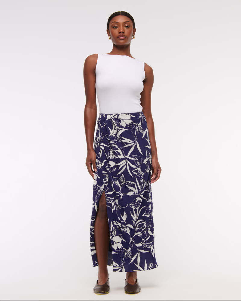 Mid Rise Sarong Maxi Skirt | Abercrombie & Fitch (US)