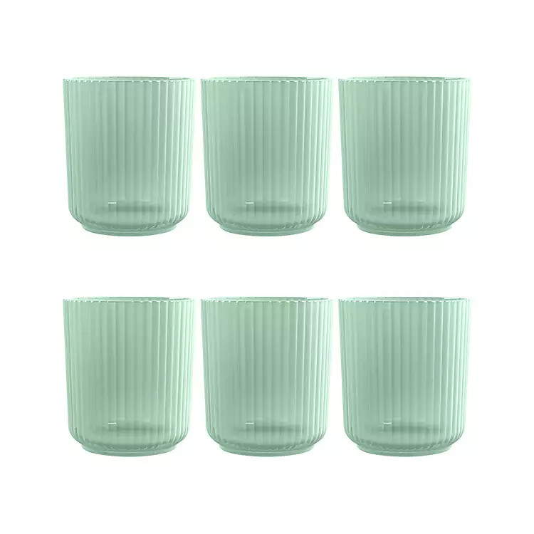 Matte Seafoam Ribbed Short Glasses, Set of 6 | Kirkland's Home