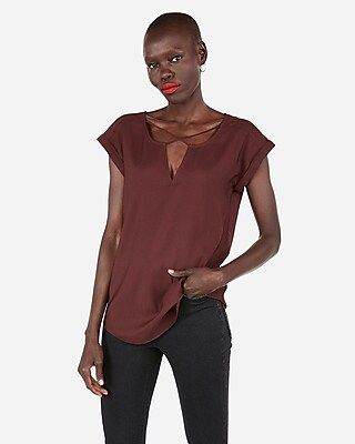 Express Womens Solid Strappy Cross Front Gramercy Tee Red Women's Xxs Red Xxs | Express