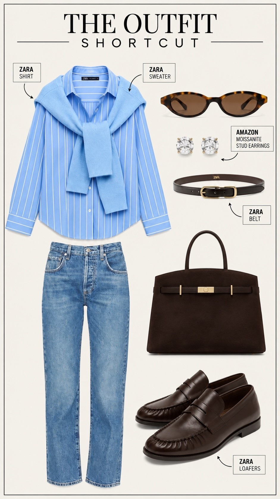 The crisp button-down, sweater over the shoulders, straight-leg jeans and loafers are all classic pieces. Then the brown belt and suede bag make it feel more pulled together. Nothing is overly trendy, but the little details make the whole outfit look polished and classy. I would order the Poplin in a medium for an oversized look (actually I really did order it 🙂)￼

#LTKOver40 #LTKWorkwear #LTKootd