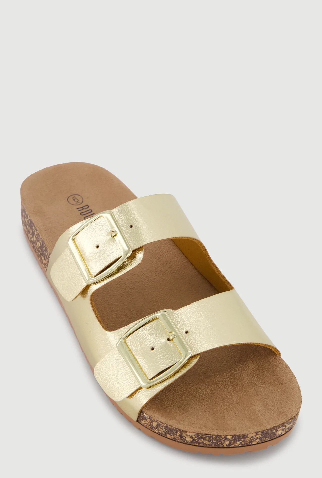 Double Buckle Band Footbed Sandals | Rainbow Shops