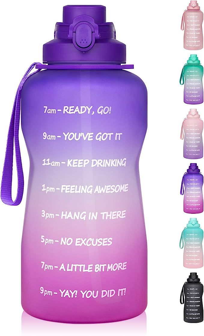1 Gallon Water Bottle with Time Marker & Straw - 128 oz BPA Free Large Motivational Sports Water ... | Amazon (US)