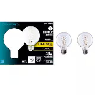 40-Watt Equivalent G25 Dimmable Fine Bendy Filament LED Vintage Edison Light Bulb Bright White (2... | The Home Depot