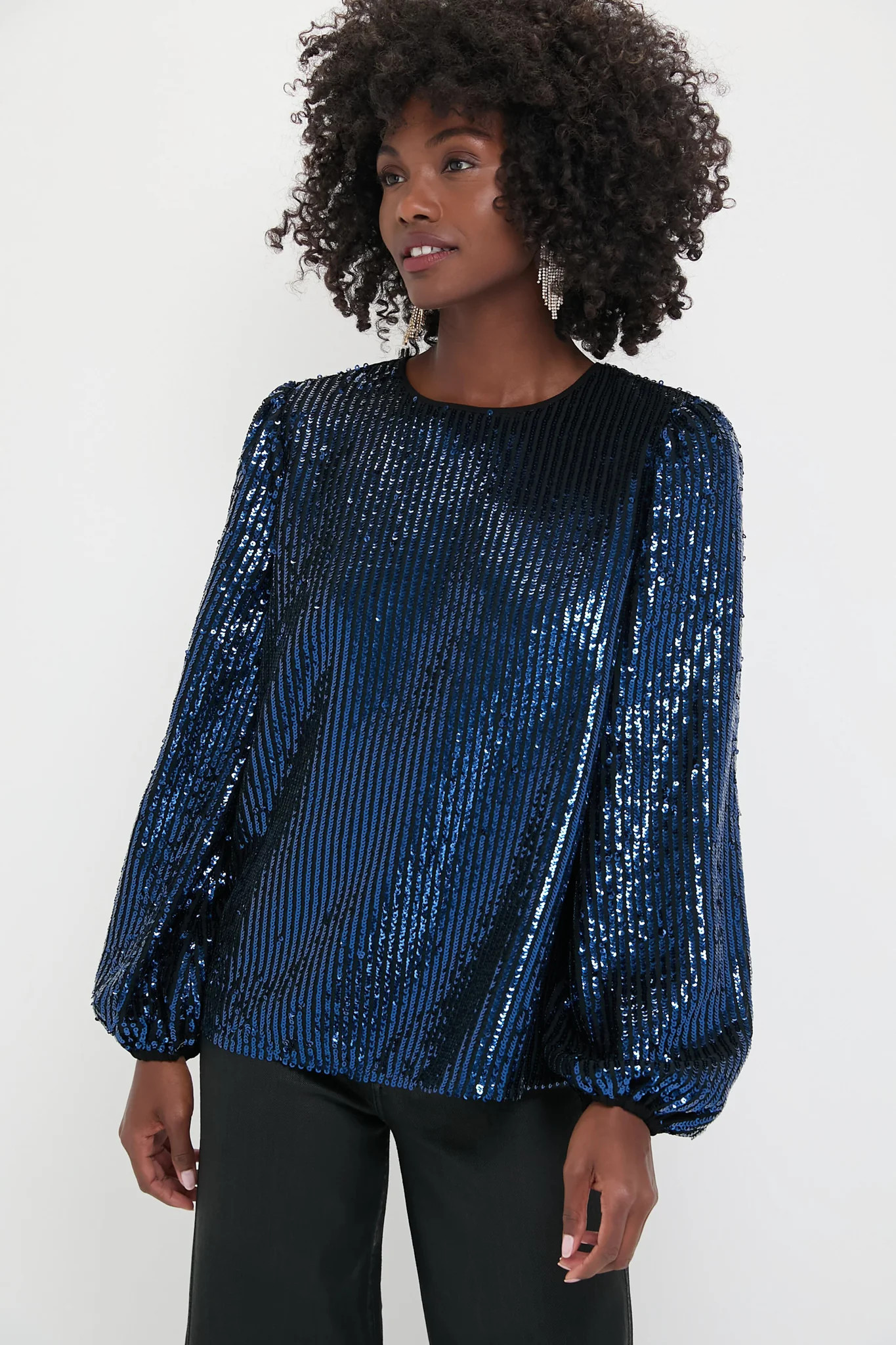 Navy and Black Sequin Katy Blouse | Tuckernuck (US)