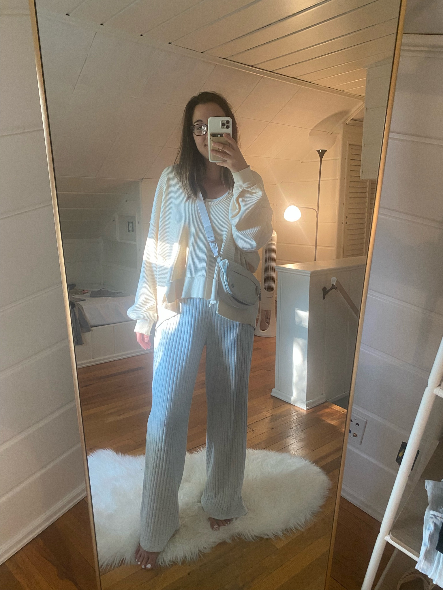 Comfy casual outfit of the day 

Free people buttercup thermal in ecru (size down, this is xs)
Old color of lulu lemon belt bag
Old navy lounge pants 

#LTKunder100 #LTKunder50 

#LTKmidsize