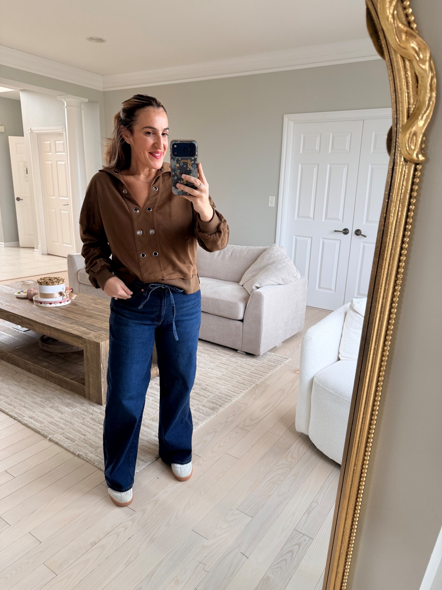 Easy casual outfit! Size medium in the sweatshirt and 29 in the jeans! 

#LTKOver40 #LTKdayinmylife #LTKootd