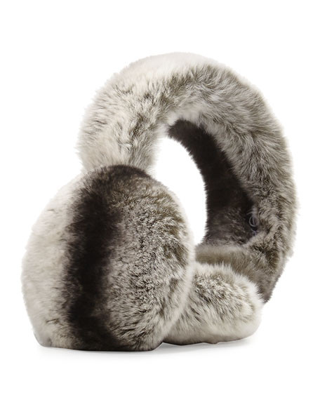 Surell Accessories Rabbit Fur Earmuffs, Chinchilla | Bergdorf Goodman