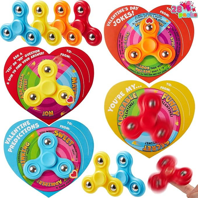 JOYIN 28 Packs Valentine's Day Cards with Fidget Spinner, Stress Relief Anxiety Fidget Toy with C... | Amazon (US)