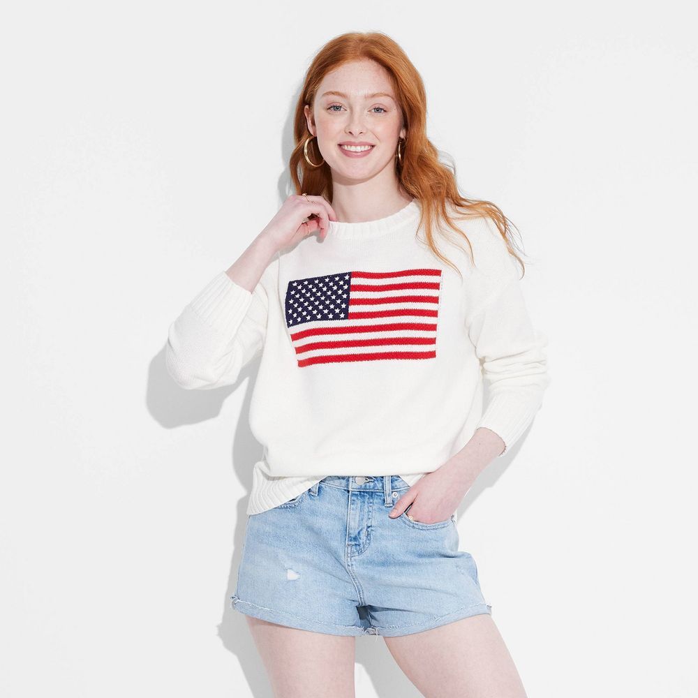 Women's Crewneck USA Pullover Sweater - Wild Fable™ Off-White | Target
