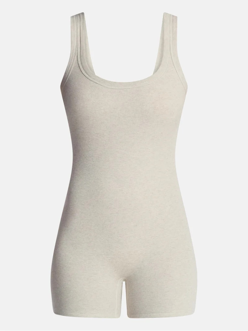 No Boundaries Cotton Stretch Ribbed Cozy Romper, Women's XS-XXXL | Walmart (US)
