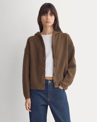 Everlane Hooded Cardigan, Luxe Merino, Cocoa, Size Medium, Wool | Everlane