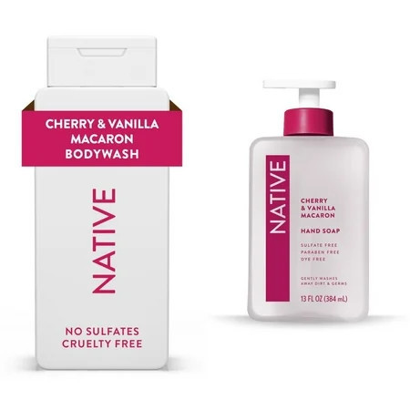 Native Cherry & Vanilla Macaron Body Wash 18 oz and Hand Soap 13 oz | Walmart (US)