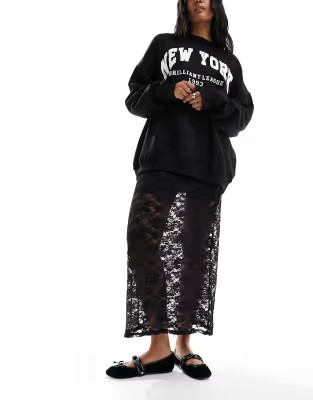 Cotton On lace midi slip skirt in black | ASOS (Global)