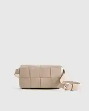 Italian Leather Handwoven Box Belt Bag in Taupe | Quince