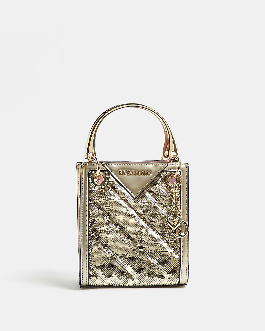 River Island Girls gold quilted sequin mini box bag | River Island (US)