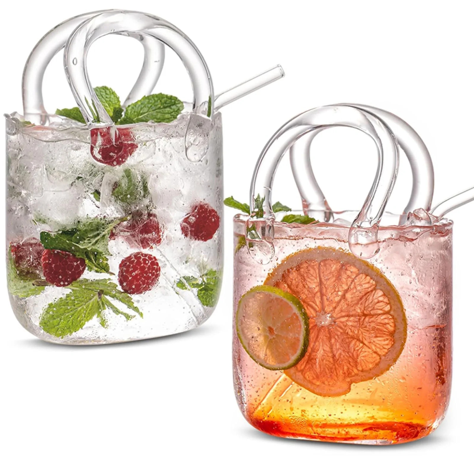 Glass Purse for Drinks Set of 2,24oz Unique Funky Thick Wine Glasses Gifts for Women Party,Fish B... | Walmart (US)