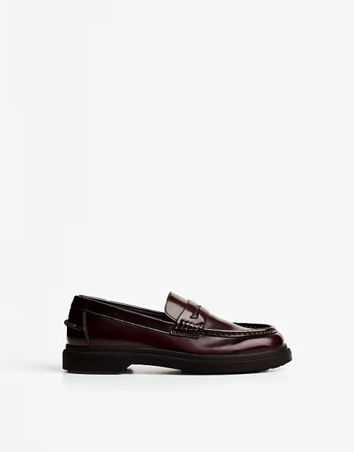 Bershka Penny loafers in burgundy | ASOS (Global)