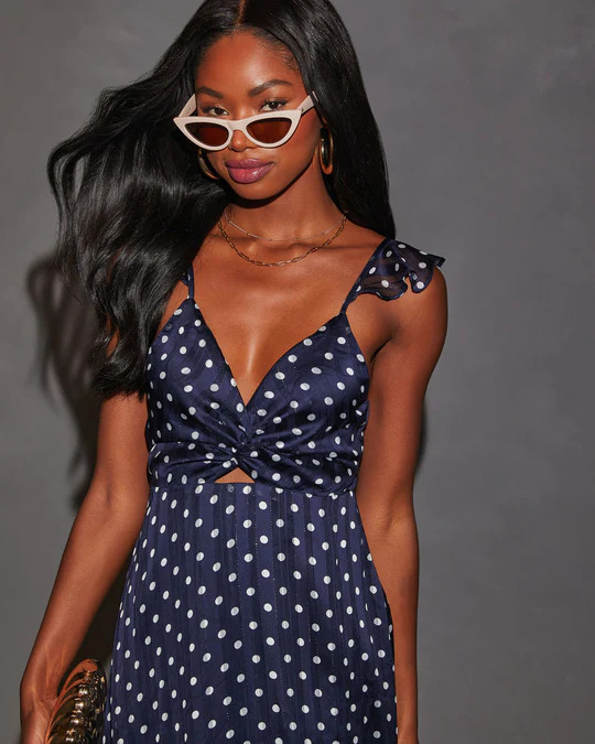Margaret Polka Dot Cutout Midi Dress | VICI