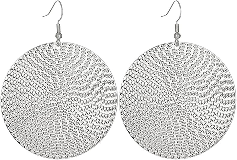 Anmpab Boho Large Disc Earrings for Women Vintage Geometric Hammered Round Circle Drop Dangle Ear... | Amazon (US)
