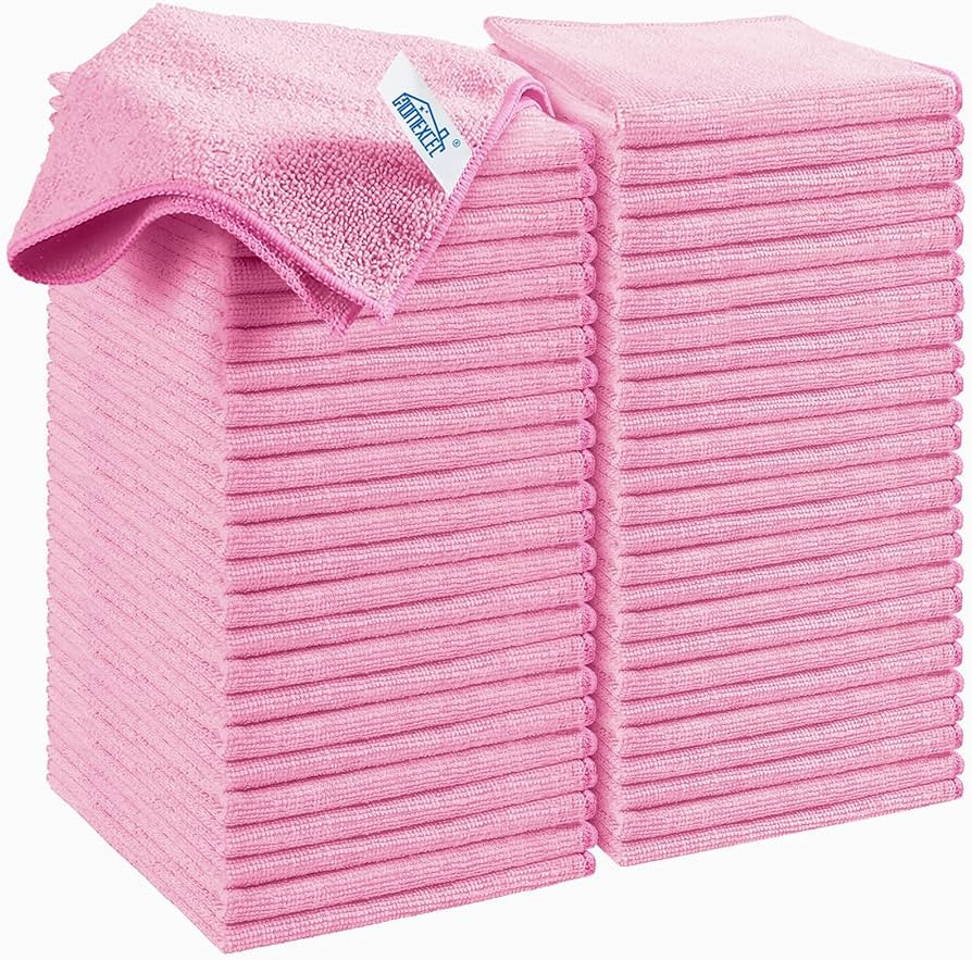 HOMEXCEL Pink Microfiber Cleaning Cloth, 50 Pack Cleaning Towels for Kitchen, Lint Free, Scratch-... | Amazon (US)