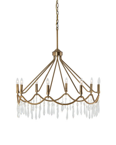 30X30 Airedale Aged Brass Chandelier With Crystals | TJ Maxx
