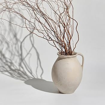 Amazon.com: LB2 White Ceramic Large Vase, 11.2" Tall Zen Style Vase, Terra Cotta Pitcher, Distressed Farmhouse Decor, Pottery Decorative Flower for Home Decor (D - White 11.2") : Home & Kitchen | Amazon (US)