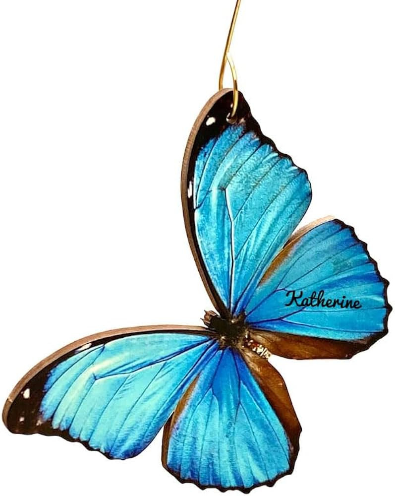 Blue Butterfly Ornament, Custom Memorial Christmas Ornament, Butterfly Acrylic Ornament, in Lovin... | Amazon (US)