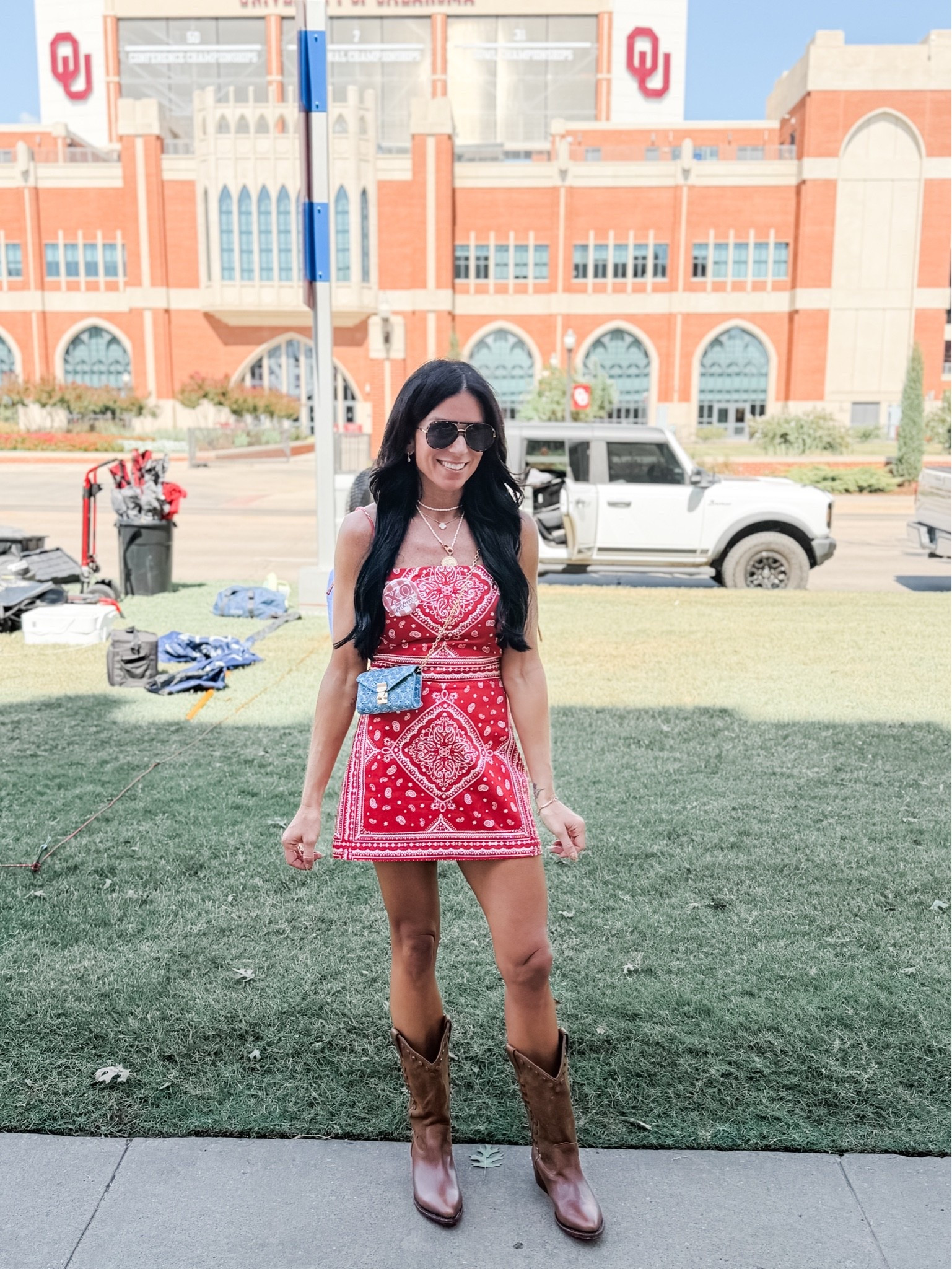 Wearing a small romper 

Game day

#LTKootd #LTKSeasonal