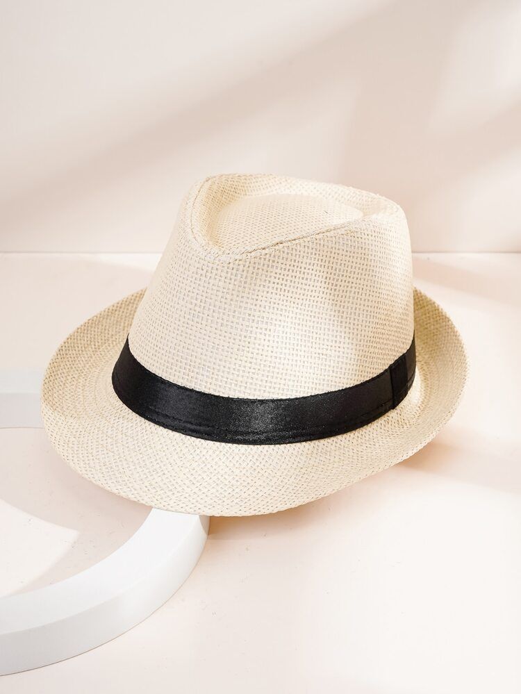 Men Tape Decor Straw Hat Men Sun Hat | SHEIN