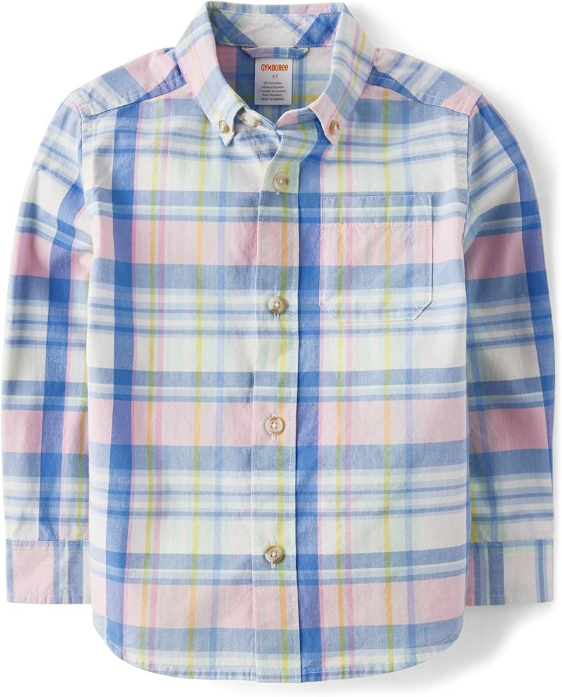Gymboree Boys and Toddler Long Sleeve Linen Button Up Shirt | Amazon (US)