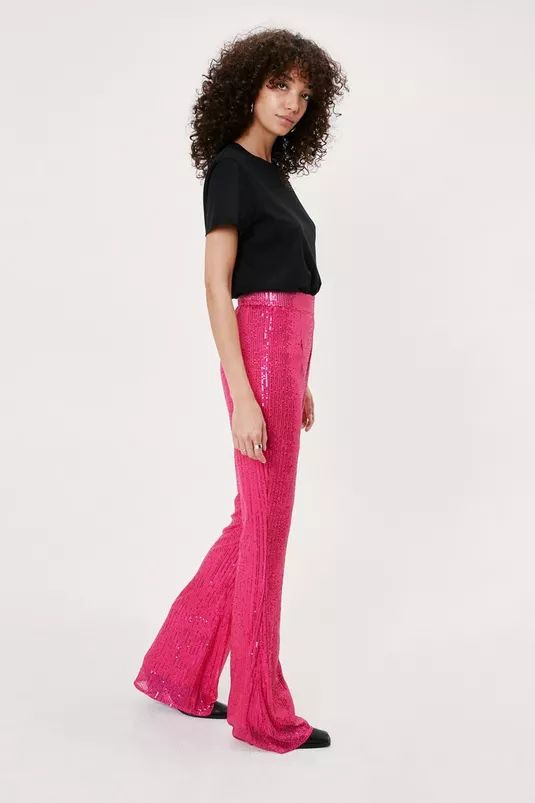 High Waisted Sequin Flare Pants | Nasty Gal (US)