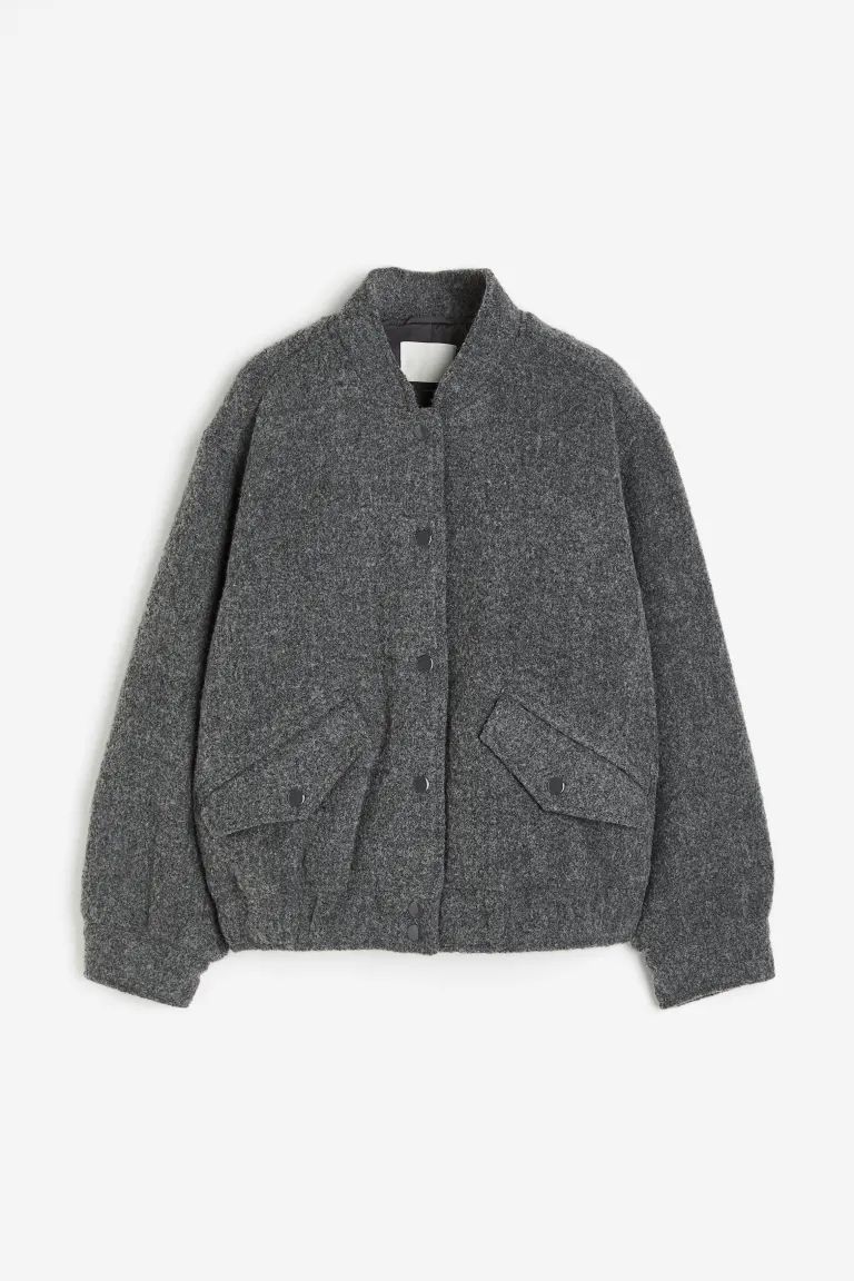 Wool-blend Bomber Jacket - Dark gray - Ladies | H&M US | H&M (US + CA)