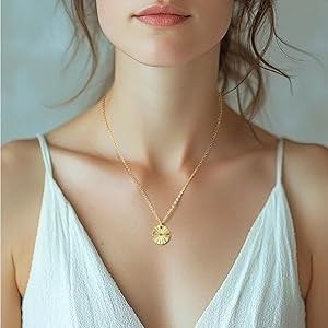 Amazon.com: FENIMI 14K Gold Necklace for Women Gold Pendant Necklace for Women Trendy Medallion R... | Amazon (US)