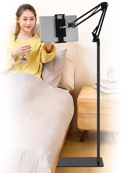 Tablet Floor Stand, Adjustable Universal 360-degree Rotatable Metal Tablet Holder, Phone Stand fo... | Amazon (US)