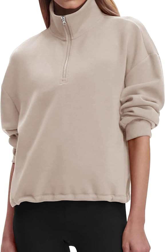 COCOMARTS Womens Sweatshirts Half Zip Pullover Drawstring Waist Sweaters Quarter Zipper Hoodies 2... | Amazon (US)