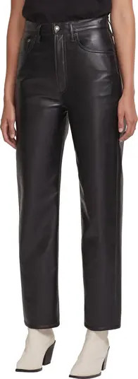 '90s Pinch Waist Recycled Leather High Waist Pants | Nordstrom
