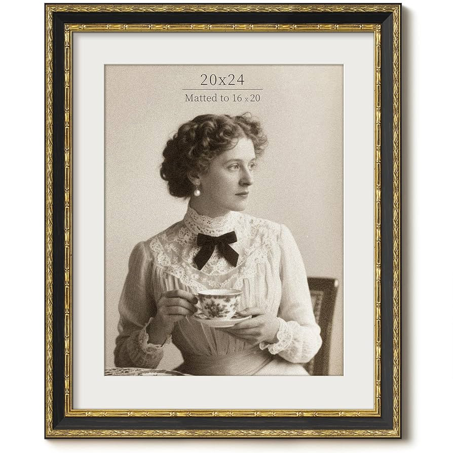 Vintage 20x24 Picture Frame, Ornate Antique Gold 20x24 Frame, Display 16x20 with Mat or 20 x 24 w... | Amazon (US)