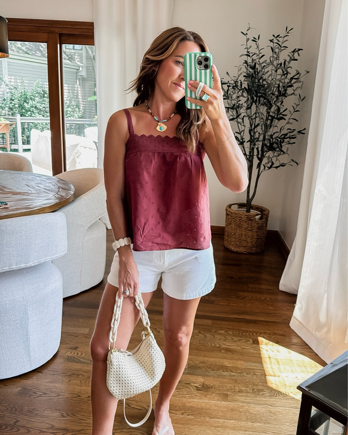 Burgundy is such a perfect Summer color too. 
￼XS tank here. Probably need a Small so it’s not pulling through the chest.

#LTKSeasonal #LTKOver40 #LTKootd
