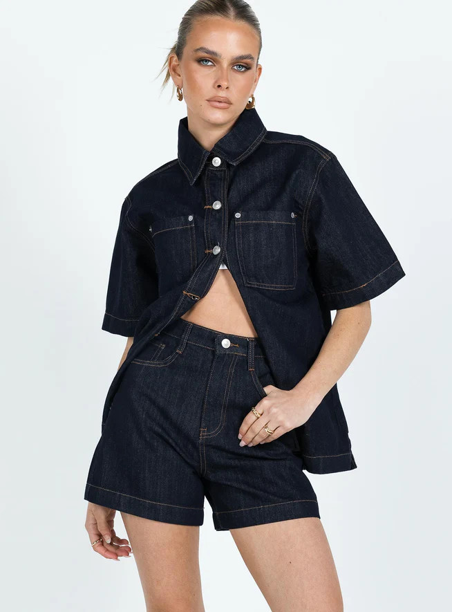 Whitaker Shorts Dark Denim | Princess Polly US